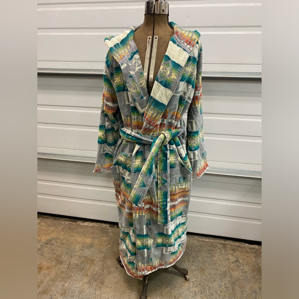 NWT Pendleton Harding Cotton Terry Hooded Robe Mens XXS-XS Fits Women’s Medium